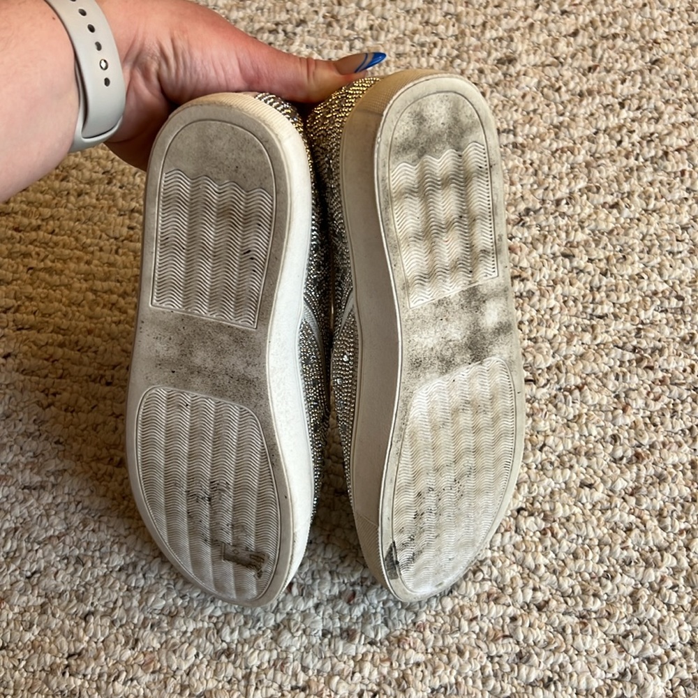 David's Bridal Champagne Crystal Embellished Slip-On Sneakers - Picture 2 of 4